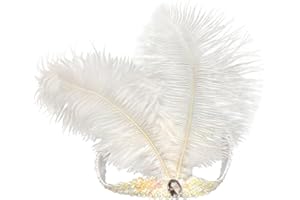 2pcs Sequins Feather Headpiece,1920s Flapper Headband,Girls Women,Mardi Gras Carnival Party Headwear Accessory