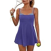 Yanekop Womens Tennis Dress with Built in Shorts and Bra Athletic Dresses Golf Outfits Spaghetti Strap Workout Dress
