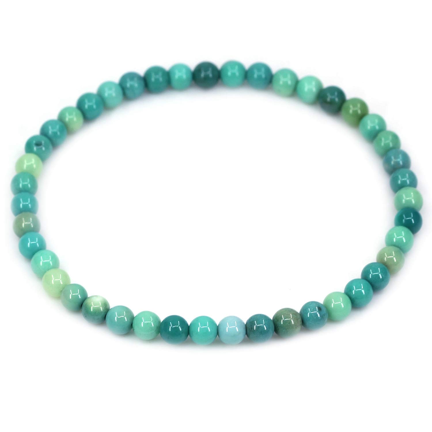 CHENYUE Natural Green Chrysoprase Agate 4mm Round Beads Stretch Bracelet 7" Unisex