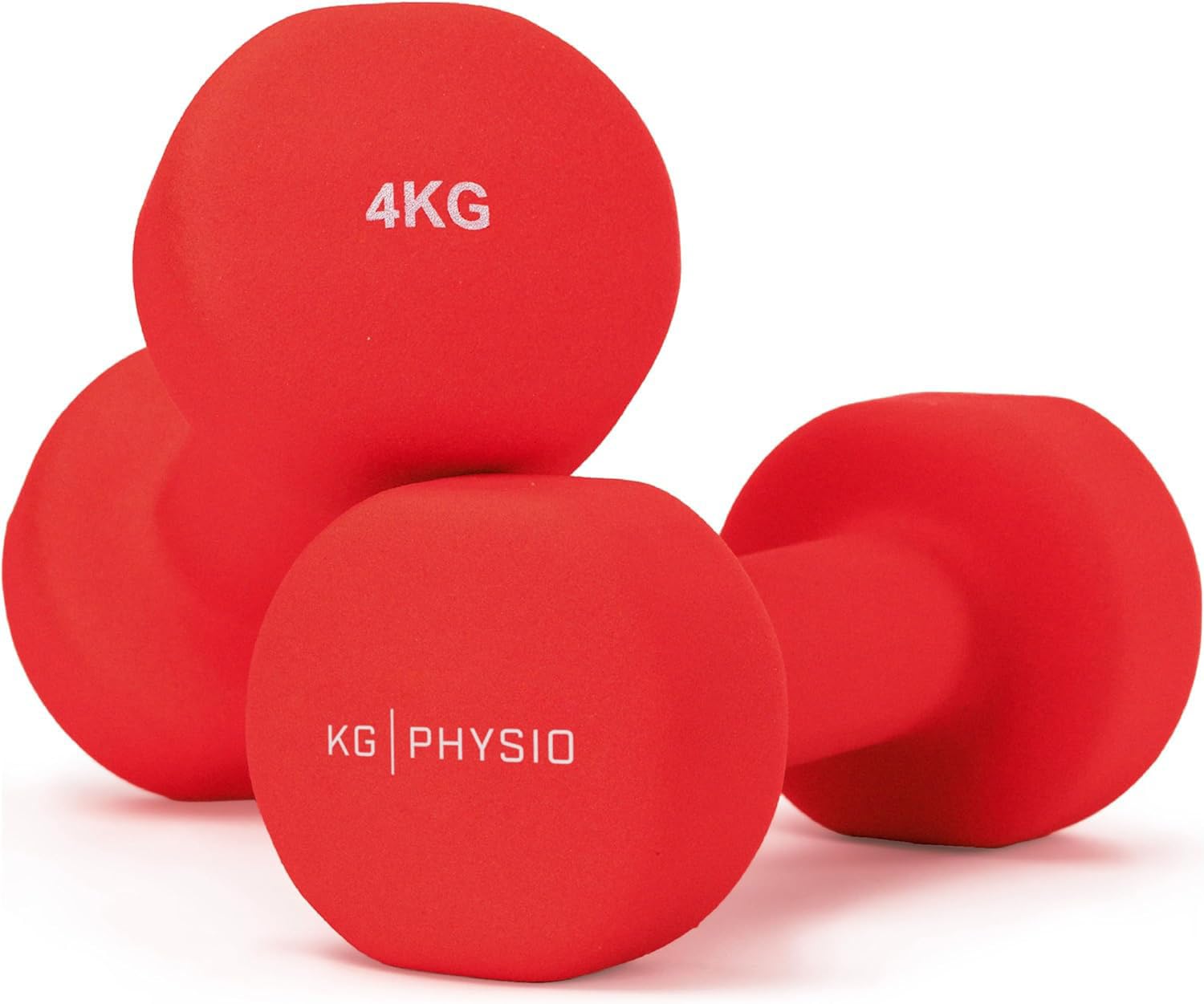 KG Physio Weights Dumbbells Set Women & Men - Neoprene-Coated & Sweat-Resistant Weights Set with Anti-Roll Technology & A3 Exercise Poster, Gym Equipment for Home, 1-10 kg Dumb Bells Pair