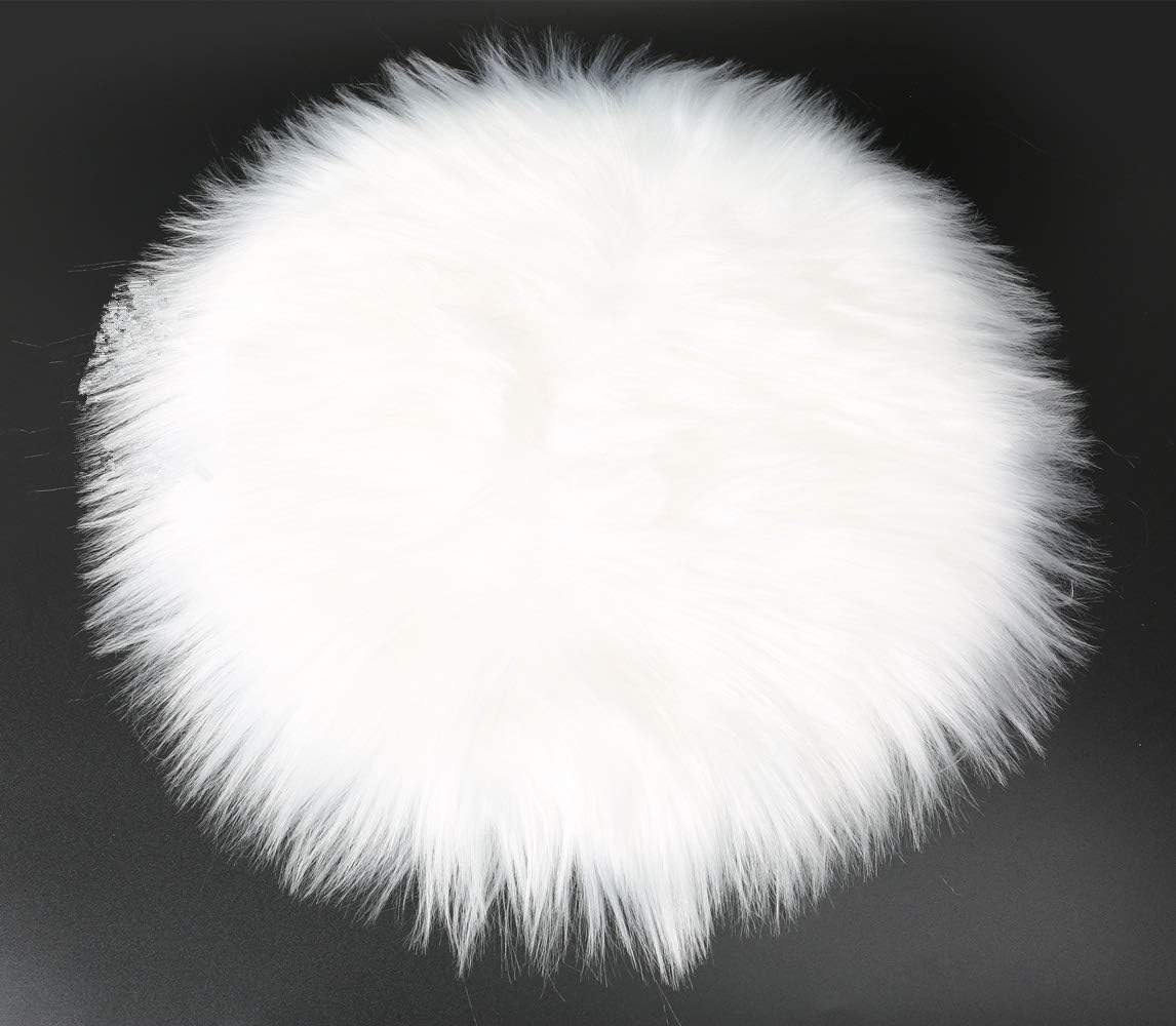 GETTON Faux Fur Sheepskin Rug, Round Chair Cover Seat Pad Furry Mat Soft Fluffy Shaggy Plush Area Rug for Living Room, Bedroom, Sofa, Floor,12 inches(White)