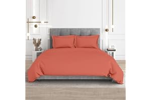 CharlottelyHues 1 Piece Duvet Cover- 1000 Thread Count 100% Egyptian Cotton Breathable, Soft Duvet Cover with Zipper & Corner Ties Quilt Cover Sateen Weave Durable Duvet - Queen/Full (Burnt Orange)