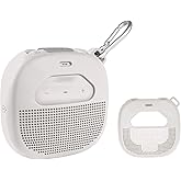 Feature Protective Case for Bose SoundLink Micro Bluetooth Speaker by WGear, Featured Design with mesh Pocket for Cable and Other Accessories, Elastic Strap to Secure Device (White Smoke)