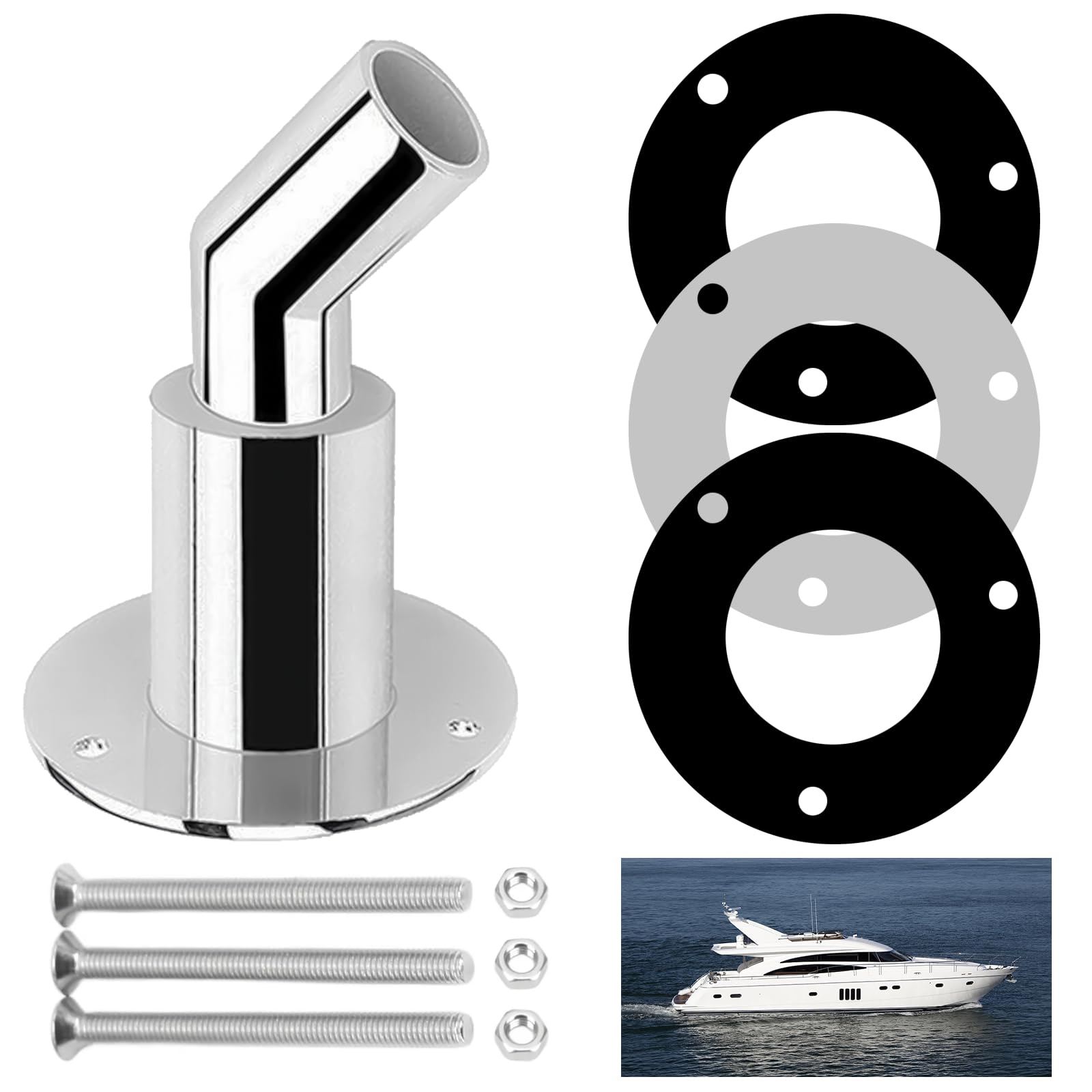 24MM Thru Hull Exhaust Skin: YOYIAG Elbow Thru Hull Exhaust Fittings with Screws and Nuts 24MM Thru Hull Exhaust Skin Boat Accessories, Stainless Steel Marine Heater Exhaust Tube for Boat, Motorhome