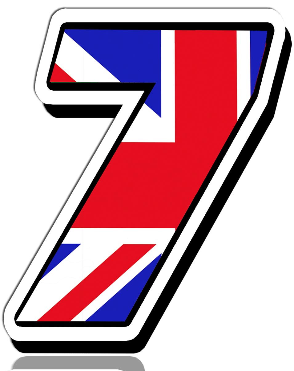 Biomar Labs® 1 x Vinyl UK Flag Sticker Union Jack Great Britain England National Auto Moto Motocross Motosport Start Racing Number 7 Rally Race Car Bike Motorcycle Tuning N 297