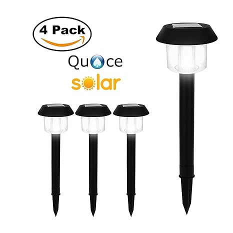 Quace Premium Solar Garden Lights - Super-Bright 15 Lumens - Perfect Neutral Design; Makes Garden Pathways & Flower Beds Look Great - Easy No-Wire Installation; All-Weather/Water-Resistant