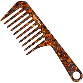 MANETURAL D1 | wide tooth comb 7.4"for easy portability. Suitable for Women's/girl curly, curly and tight hair, the short handle design is easy to carry. Acetate comb (Tortoise A)