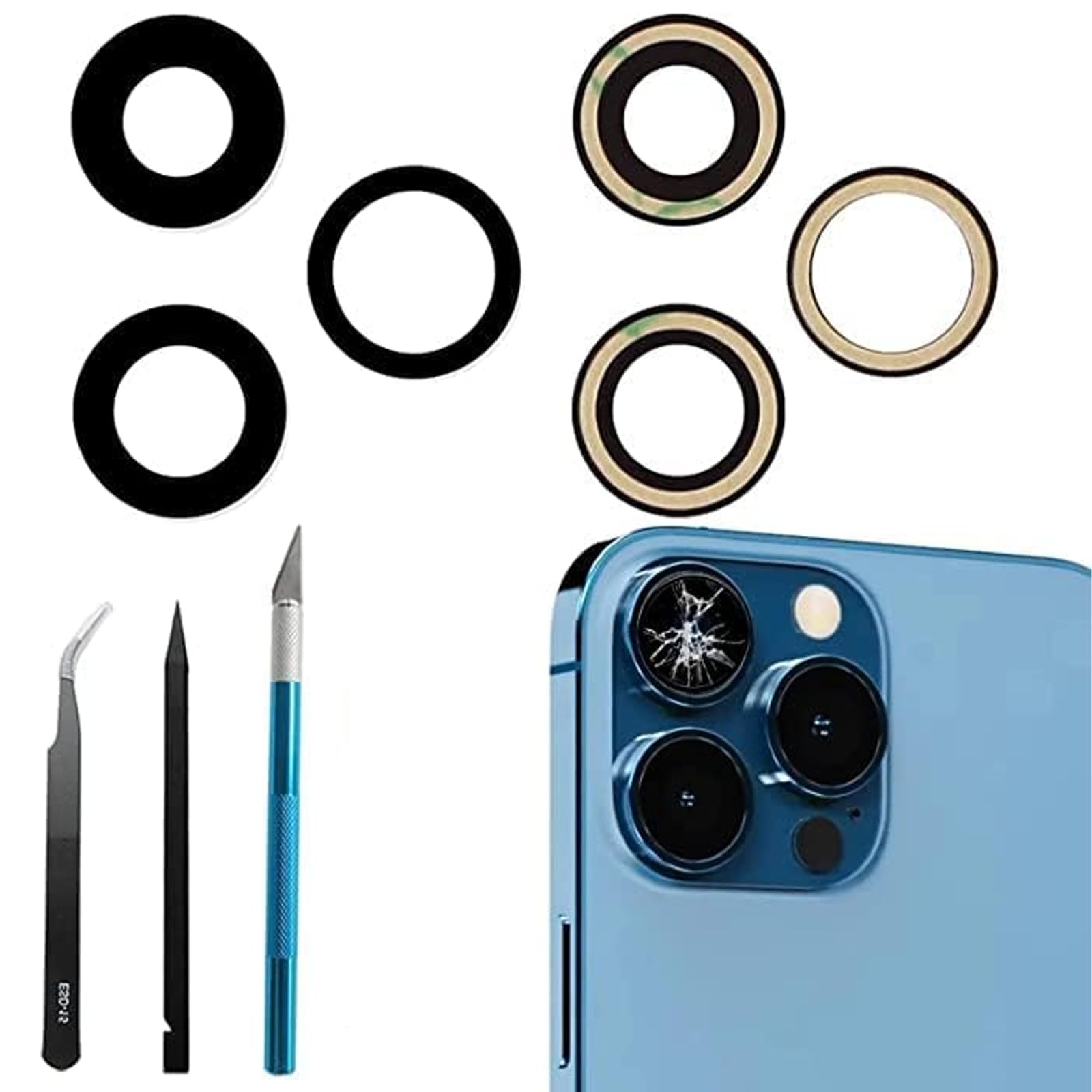 Anglepingping 13 Pro/13 Pro Max Back Camera Lens Replacement for iPhone 13 Pro/iPhone 13 Pro Max Rear Camera Glass Lens Replacement + Repair Tool Kit, Anti-Lens Scratch