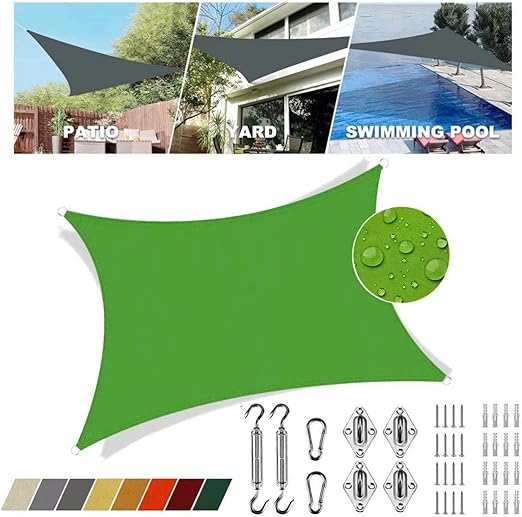 Amazon.de: Sonnensegel mit ösen Grün viereckig 6.5x7m 95% UV Schutz