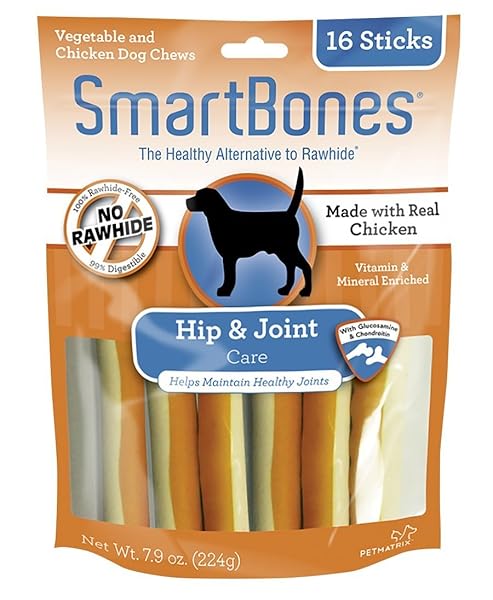 SMARTBONES HIP AND JOINT CARE STICKS, RAWHIDE-FREE CHEWS FOR DOGS, WITH GLUCOSAMINE AND CHONDROITIN, 16 COUNT