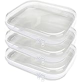 3PCS Clear Hard Plastic Zipper Case, Double Zippers Hard Pouch, Portable Travel Organizer Bin Clear Makeup Bag for Toy Storage, Snack Bag, Cosmetics, Pencil Case, Diaper Bag, Toiletry Bag (3PCS-M)