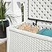 Suncast Elements 30-Gallon End Table with Storage - Lightweight Resin Outdoor Storage Patio and Coffee Table for Cushions, Gardening Tools and Toys - Store Items on Patio - White, Made in the USA