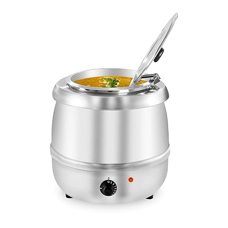 Royal Catering RCST-10400 Elektrischer Suppentopf 10 L Suppenkessel (400 W, Edelstahl, inkl. Beschriftungsschilder)