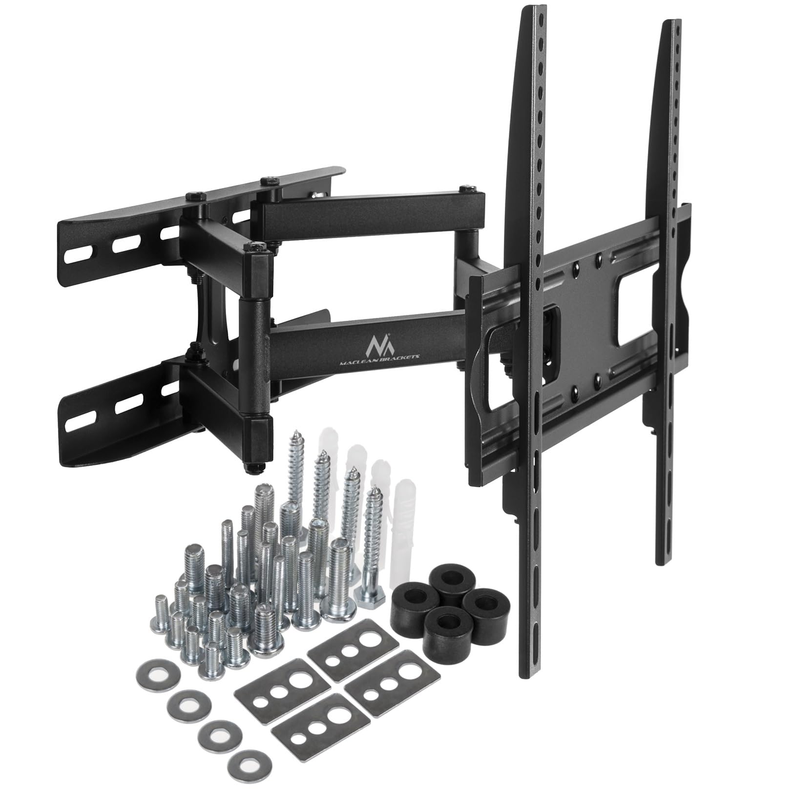Maclean MC-760 LCD LED Plasma TV Bracket Double Arm Wall Mount 26-65 "Max. VESA 400x400 30kg 180 Degree Swivel Adjustable Wall Clearance (26-55" 400x400)