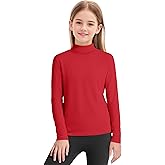 Auranso Girls Long Sleeve Shirts Kids Turtleneck Solid Color Turtle Neck Basic Warm T-Shirt