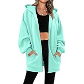 StunShow Women's Zip Up Hoodies Oversized Fleece Long Sleeve Sweatshirts Casual Fall Jacket Coat with Pocket(S-3XL)