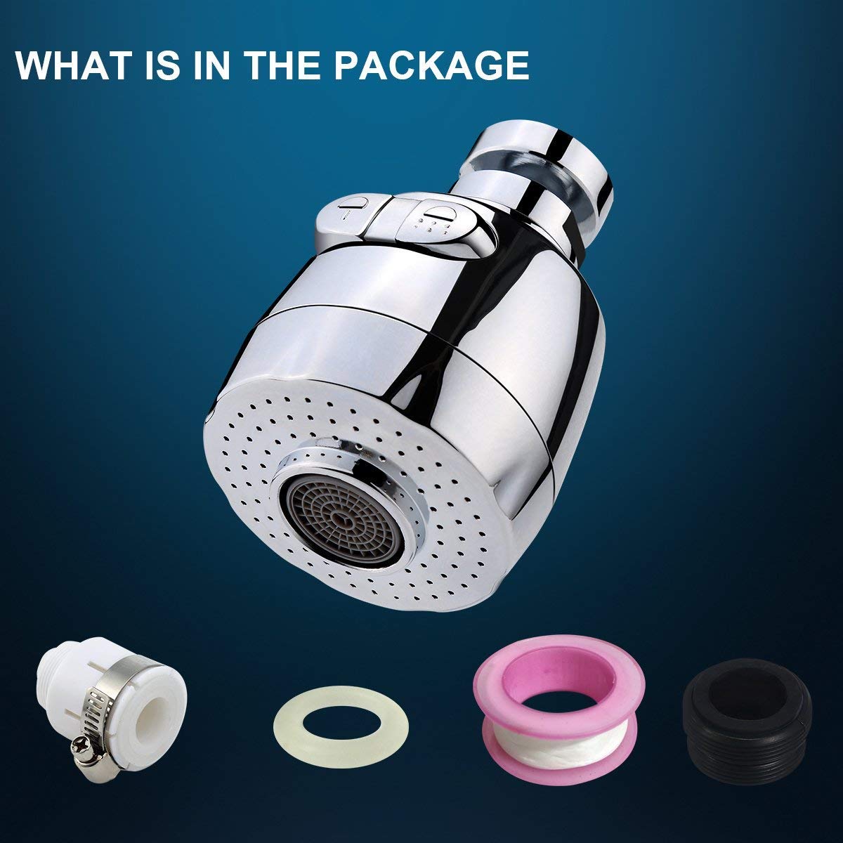 3New 360°Swivel Water Saving Tap Aerator Nozzle Filter Water Saving Tap Diffuser Kitchen Accessories (Short)