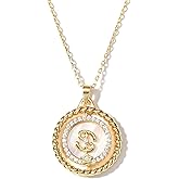 SELENICHAST 14K Gold Dainty Zodiac Necklace for Women,Gold Plated Rotatable 12 Constellation Astrology Necklaces Birthday Jewelry Gifts