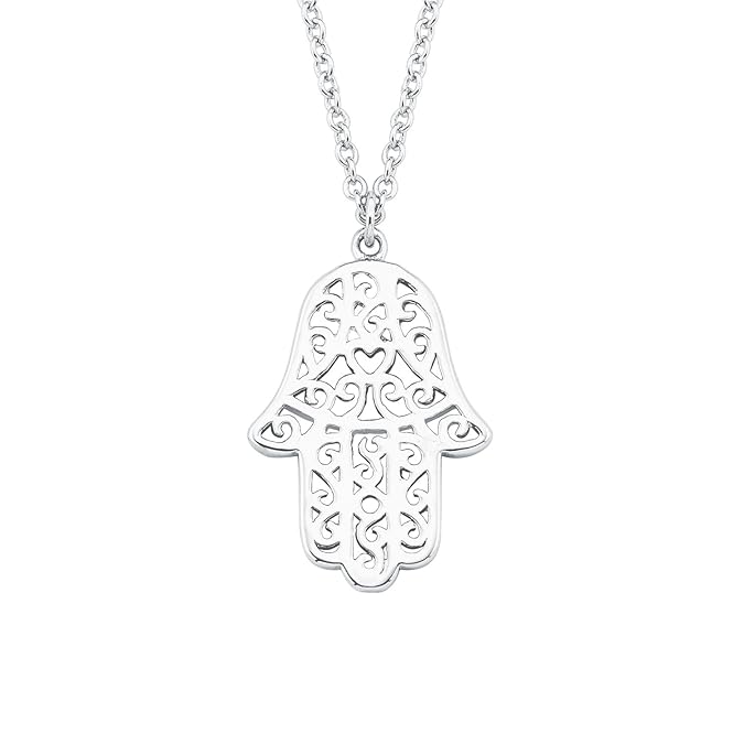s.Oliver Damen-Kette 45 cm So Pure mit Hamsa Hand der Fatima Anhänger 925 Silber rhodiniert