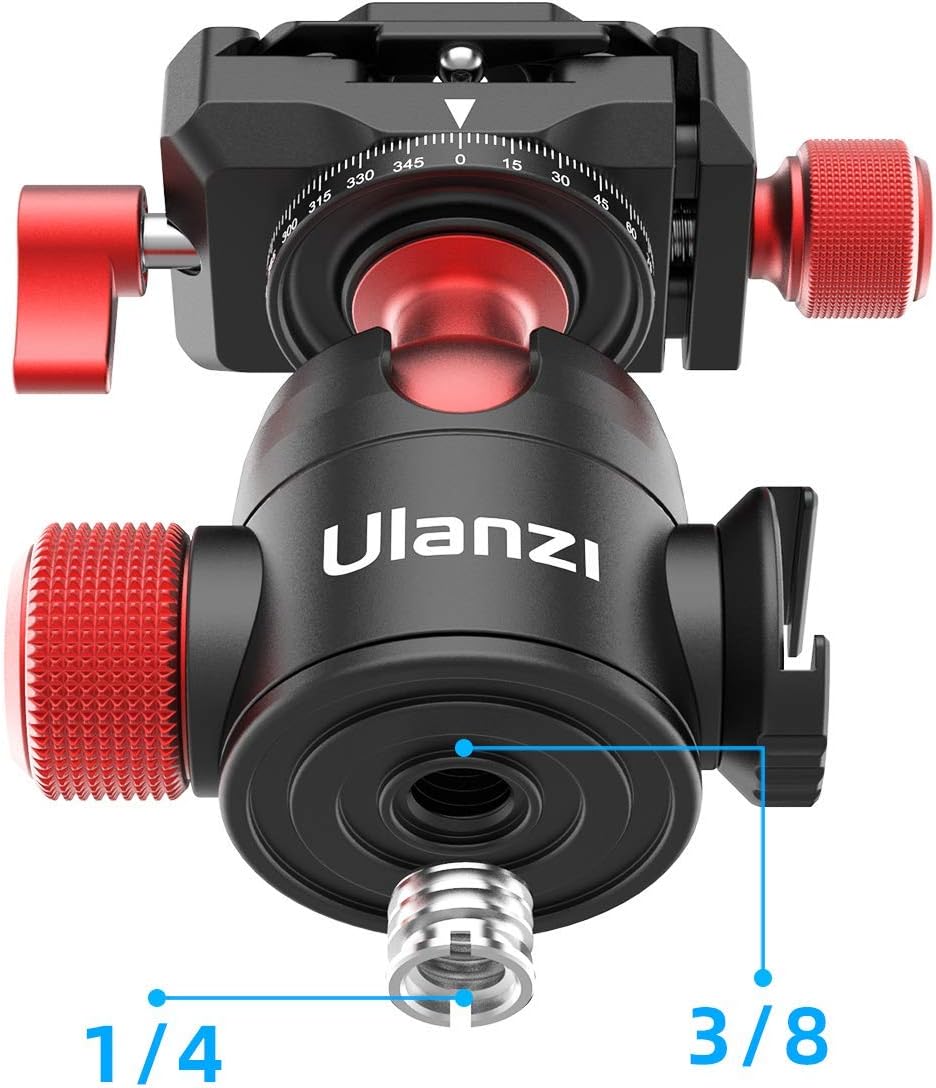 Tripod Head Quick Release Plate ULANZI U-70 Professional Metal 360° Panoramic Ball Head with Quick Release Plate & Cold Shoe, 44lbs/20kg Load, for Tripod, Monopod, Slider, DSLR, Camera, Camcorder : Camera & Photo
