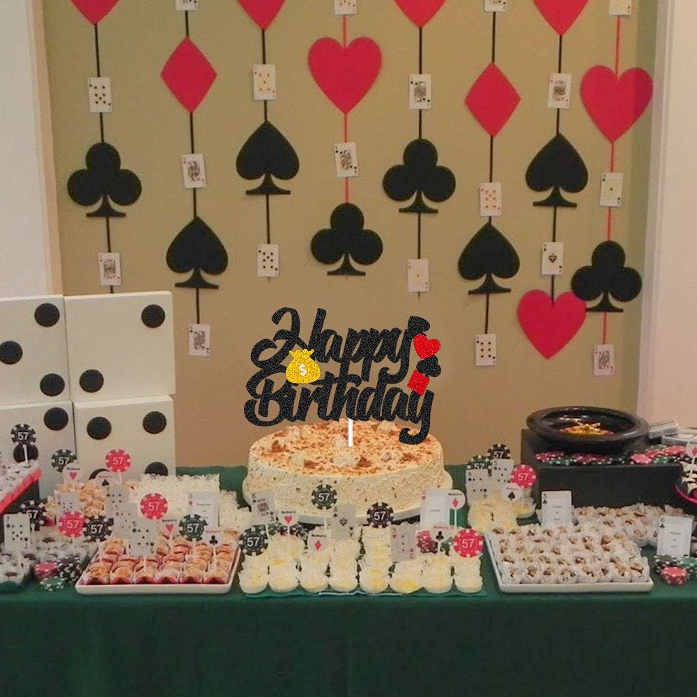 1 Piece Double Sides Glitter Poker Cake Topper Birthday Decorations