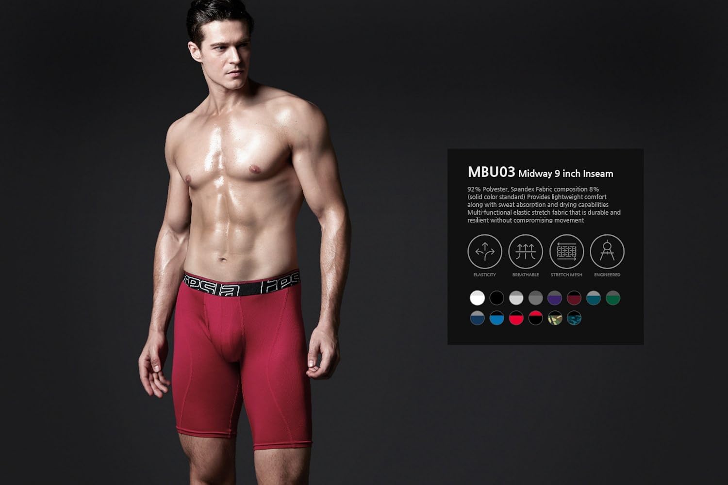TSLA Men's (Pack of 2, 3) Relaxed Stretch 9 inches Cool Dry Brief Mesh Underwear Trunk: Clothing