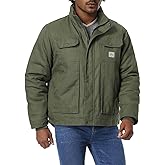 TUAOVA Men's Quilted Flannel Lined Work Coat Long-Lasting Loose Casual Jacket Waterproof Workwear