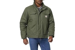 TUAOVA Men's Quilted Flannel Lined Work Coat Long-Lasting Loose Casual Jacket Waterproof Workwear