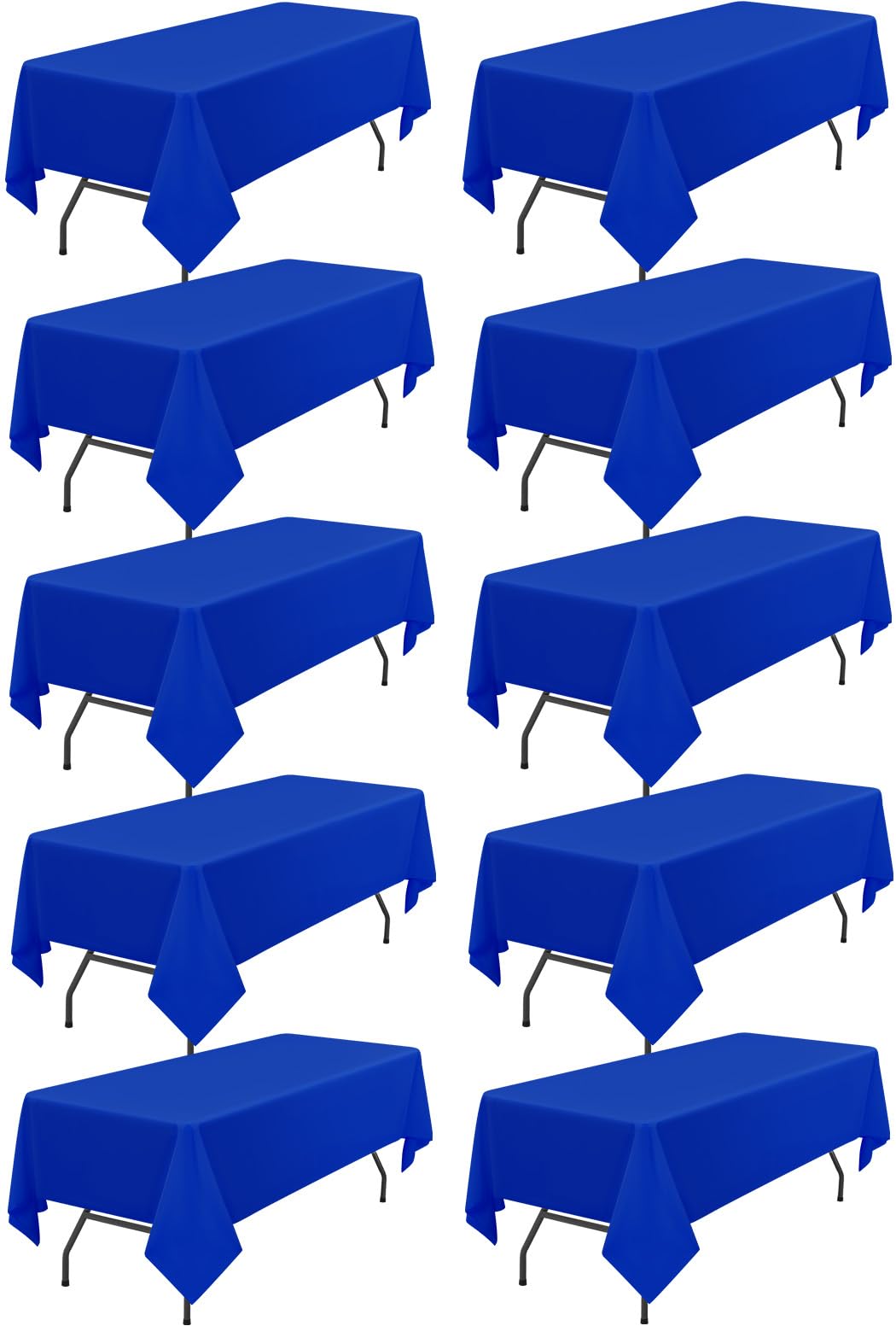 Photo 1 of 10 Pack Royal Blue Tablecloth 60x102 inch Polyester Fabric Tablecloths for 6 foot Rectangle Tables Wrinkle Resistant Linen Tablecloth Washable Table Covers for Party Wedding Events and Camping