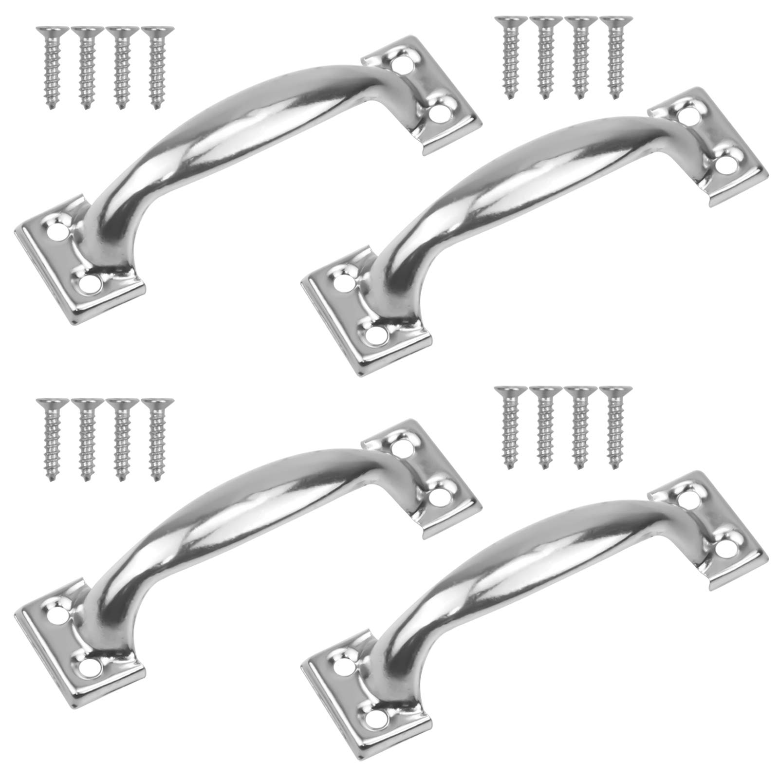 NiceLand 4pcs Door Pull Handles Rustic Gate Handle with Screws, 3 Inch Stainless Steel Cabinet Handles for Kitchen Cupboard Furniture Drawer Cabinet Hardware (Silver)