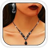 Aukmla Crystal Bridal Wedding Jewelry Set Silver Sparkly Rhinestone Necklace Earrings Sets Prom Costume Necklaces for Women and Brides