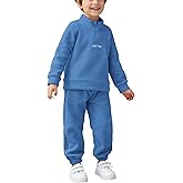 Arshiner Toddler Boys Letter Embroidery Half Zip Sweatshirt & Pants Set Fuzzy Fleece Fall Winter Outfits 2~6 Years