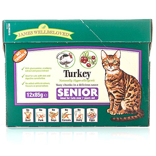 Monster Pet Supplies James Wellbeloved Cat Turkey Senior Pouches, Chicken, 1.02 kg