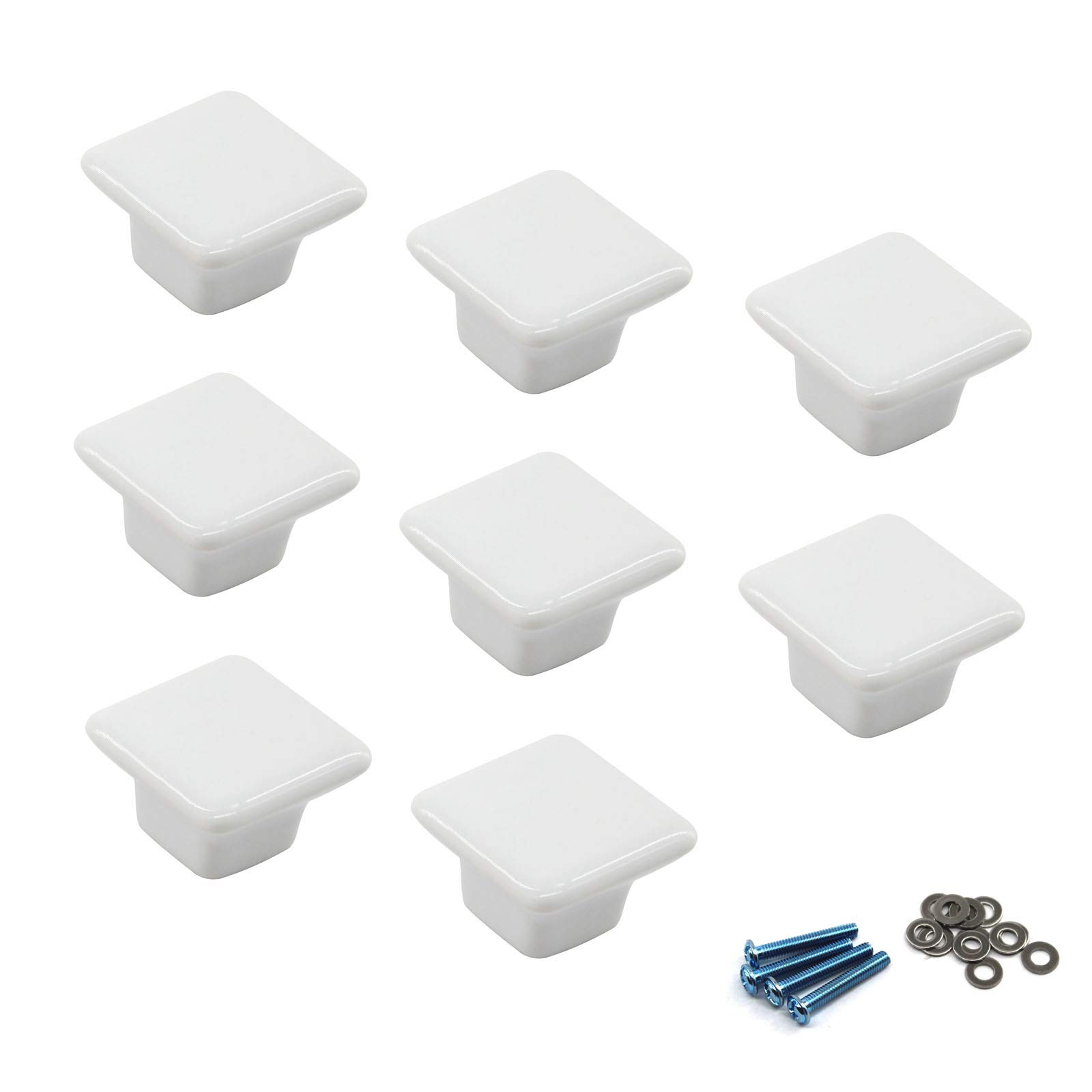 Zerniple White Ceramic Handle Pull Door knobs Cabinet Handles for Children's Room (8 Pieces)