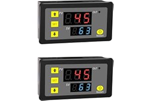 AITIAO 2Pcs Timer Delay Relay DC 24V 20A Relay Module with Dual LED Digital Display Programmable Cycle Timer Switch ON-Off Control Timer Relay