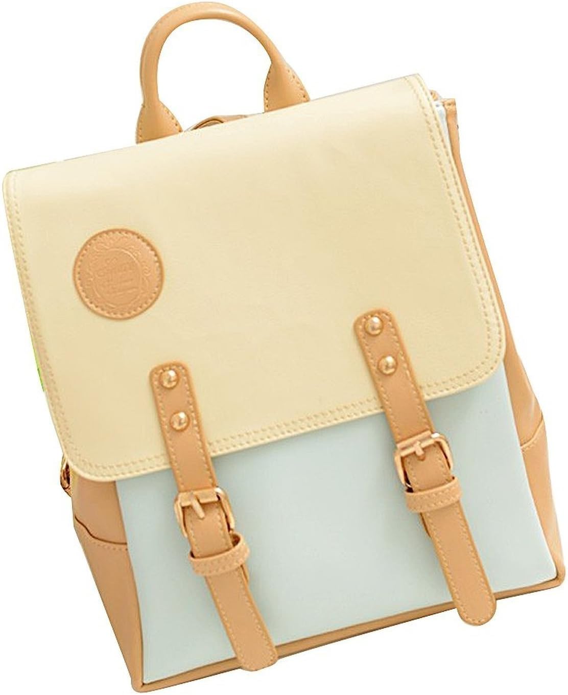 Biaaa New Design College Korea Fashion School bag Women Girl Faux Leather Backpack (skyblue)