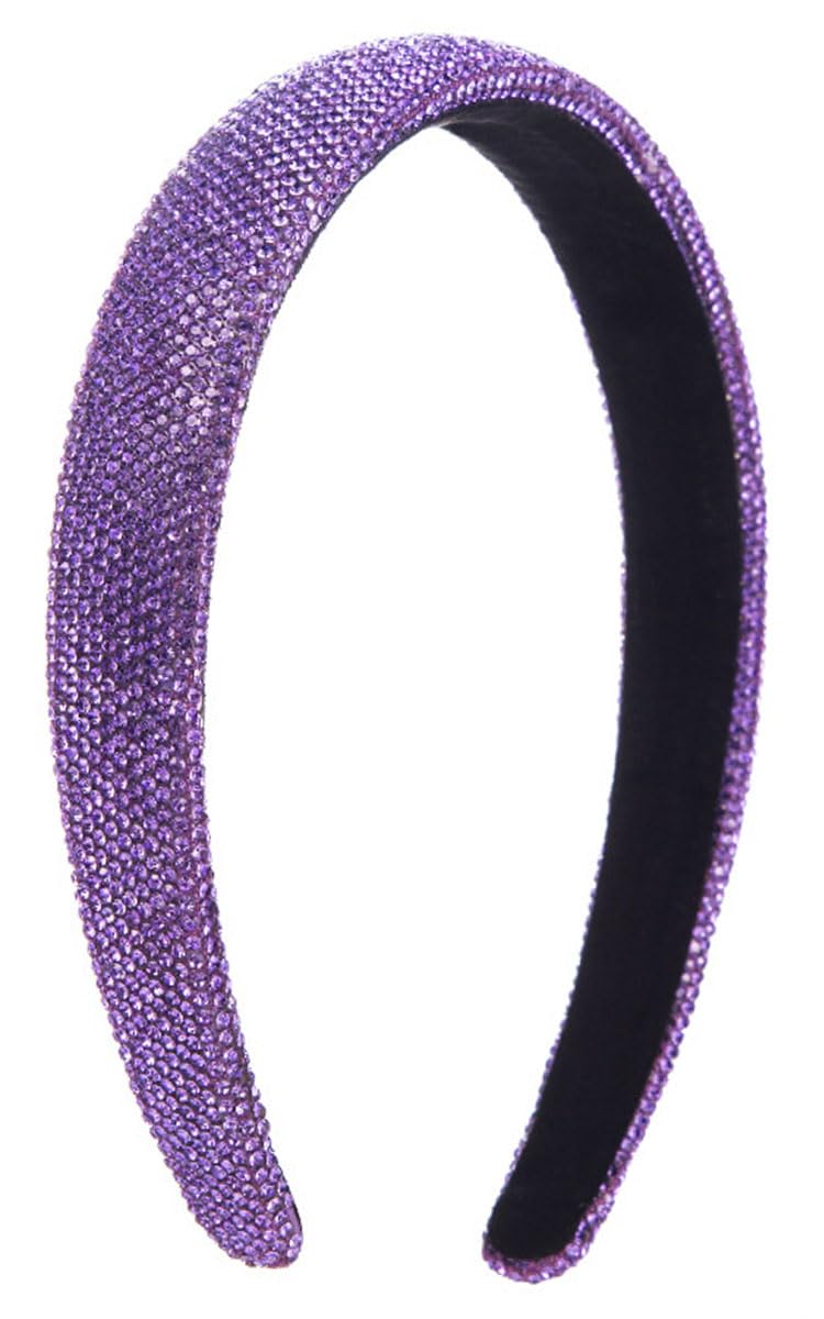 scicent Head Bands Adult Women Embellished Rhinestone Headbands Wide Non-Slip Hairbands Fashion Padded Hair Decoration for Daily Wear Purple Crystal Hair Band - 26522 — image 1