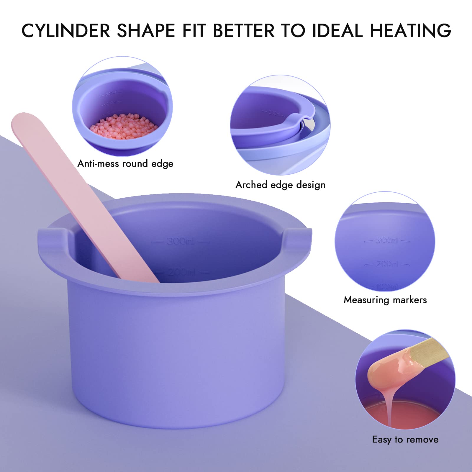 Silicone Wax Warmer Liner 14oz Pot Liner for Waxing Replacement Microwave Easy to Clean Reusable 3pcs Non-Stick Wax Silicone Bowl Diameter 9cm