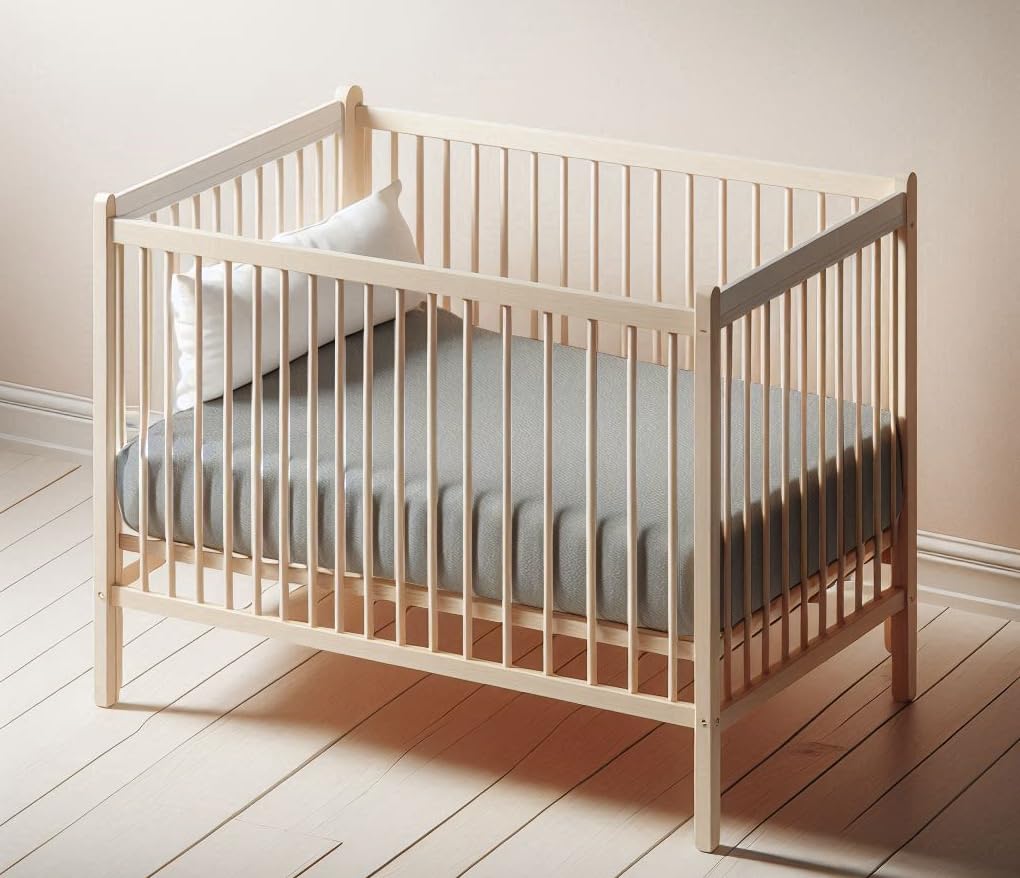 Callowesse 2 Pack Cot/Mini Cot Bed Fitted Sheets 60x120cm – Organic Cotton Baby Bedding with Elasticated Edges for Snug Fit – Soft Grey