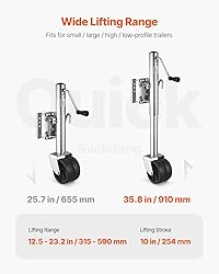VEVOR Trailer Jack with Wheel, 1500 lbs Load