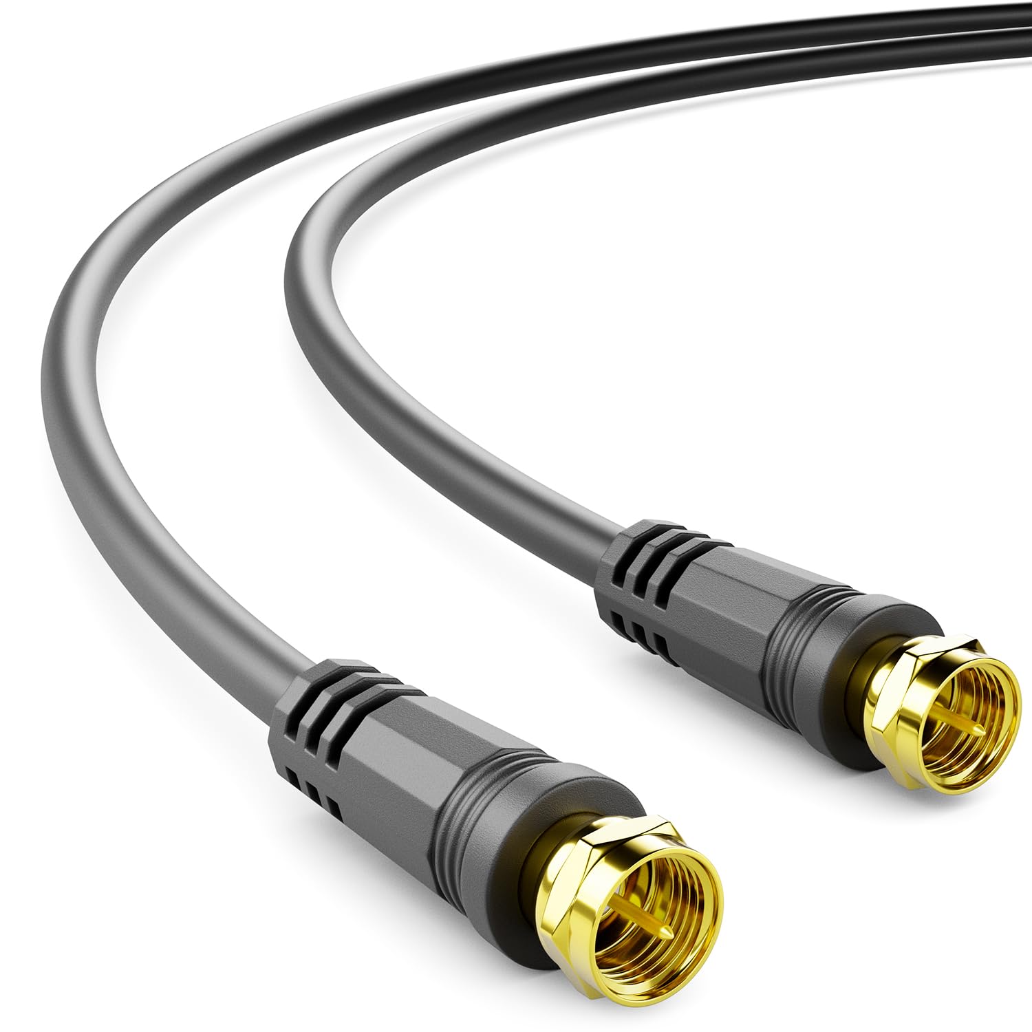 deleyCON 3.0m (9.84 ft.) SAT TV Antenna Cable Coaxial Cable HDTV 4-Fold Shielding DVB-S DVB-S2 Radio DAB Gold-Plated Metal Connector Plugs - Black