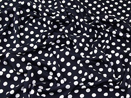 Minerva Crafts Spot Print Stretch Ponte Roma Jersey Knit Dress Fabric Navy Blue & Ivory - per metre