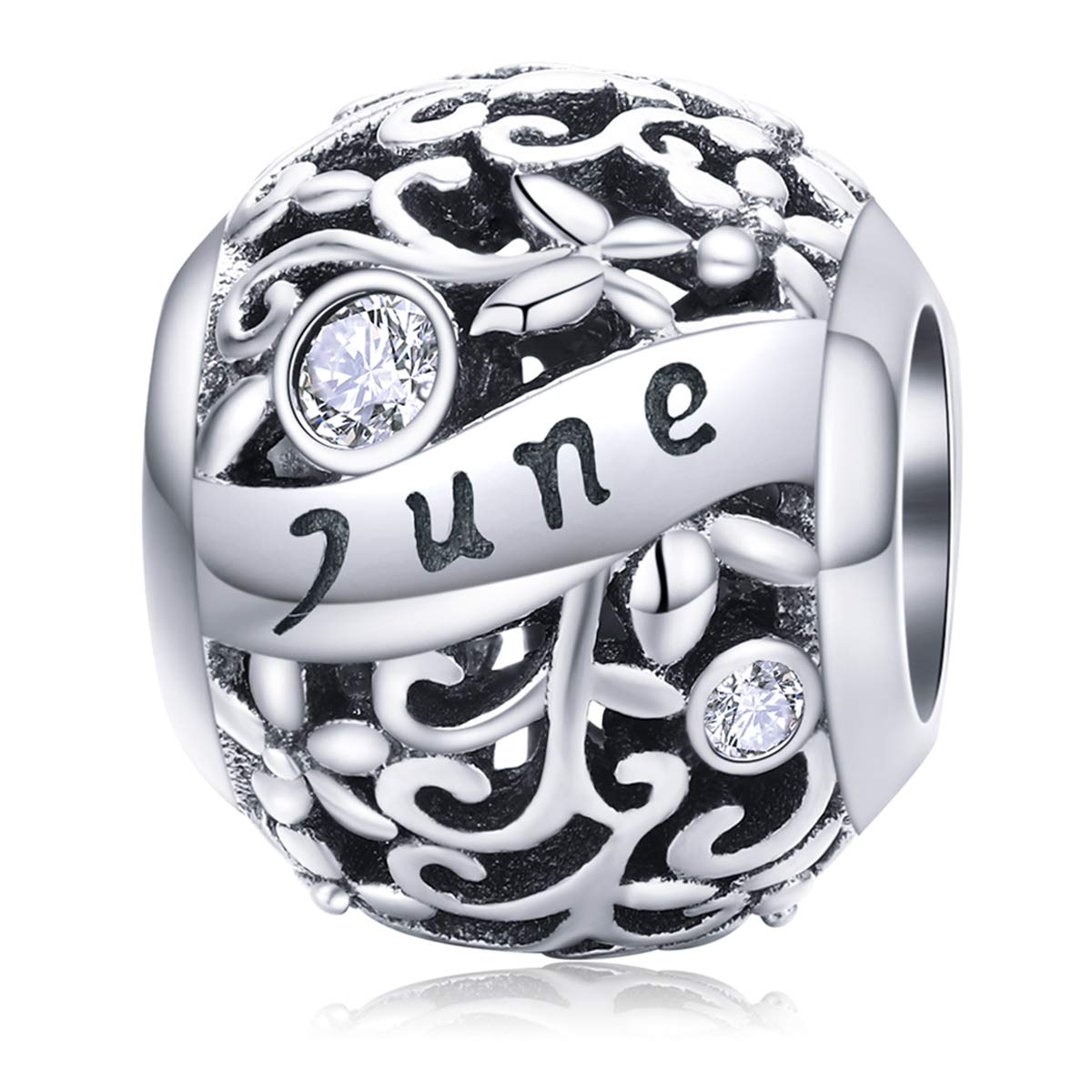 Lorrifal June 925 Sterling Silver Original Birthstone Charms fit Pandora Bracelets Necklace Perfect Jewelry Birthday Loved Beads Gift for Women Girls Mom Daughter