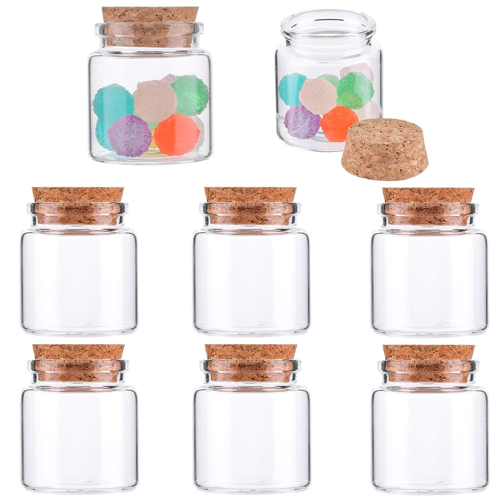 CRASPIRE 50ml/1.7oz Small Glass Bottles with Cork Stopper Empty Candy Jars Wishing Message Mini Glasses Bottle Clear Potion Decorative Vials for Sand Water Seasoning Candies Wedding Party Favor