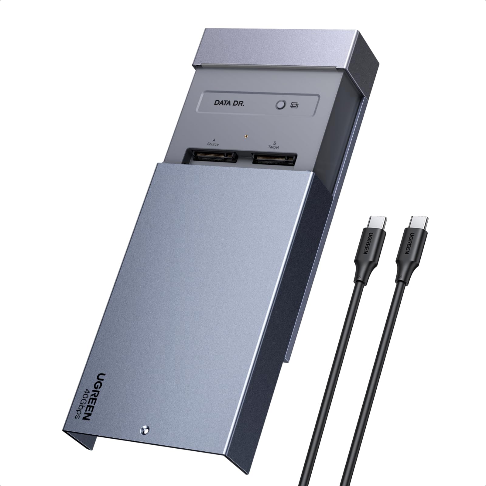 UGREEN 40Gbps Festplatten Dockingstation,USB4 Dual Bay NVMe Docking Station mit Kühllüfter, M.2 NVMe SSD Festplattengehäuse mit Offline-Klonen und Software-RAID-Konfigurationen unterstützt