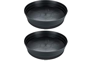 GARDEN HOUR THE PERFECT TIME TO GROW Garden Hour 25" Pack of 2 XXXL Plant Saucers for Potted Plants - Plastic Plant Trays for Indoors No Holes - Extra-Deep Drip Trays for Potted Plants & Felt Mat for Floor Protection - 25W x 4.2D in.