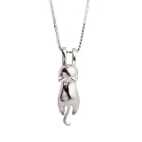 S.Leaf Sterling Silver Cat Necklaces for Women Cat Jewelry Accessories Mom Lover Lady Themed Gifts Cute Silver Kitten Jewelry Birthday Gifts for Women