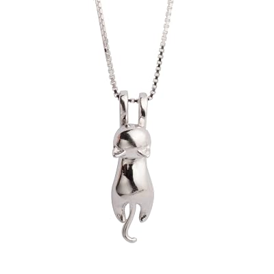 S.Leaf Sterling Silver Cat Necklaces for Women Cat Jewelry Accessories Mom Lover Lady Themed Gifts Cute Silver Kitten Jewelry Birthday Gifts for Women