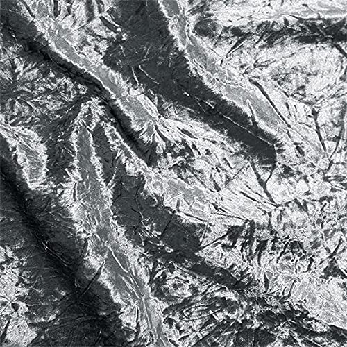 Novato Textiles Premium Crushed Velvet Stretch Velour Glitz Fabric Material 150cm Wide (Grey, 2 Meter)