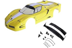 Novahobby 1/10 Scale RC Painted Precut Drift Racing Touring Onroad Car Body Shell Width 190mm with Wing Mirror Accessories (Enzo Yellow)